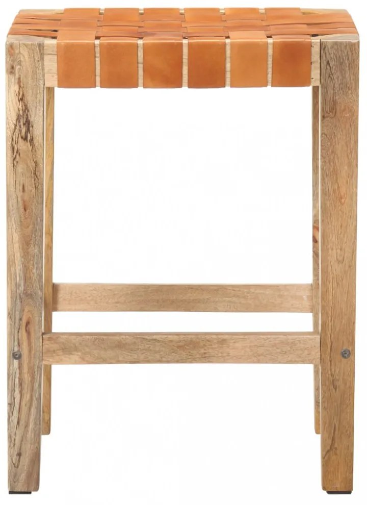 2 db barna valódi bőr bárszék 60 cm