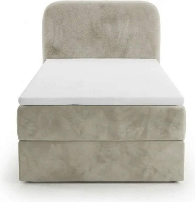 Kárpitozott boxspring ágy FORENA 90x200 cm krém színű Matrac: Bonell rugós matrac