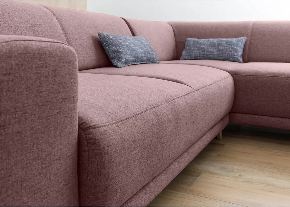 Rózsaszín kinyitható-tárolóhelyes sarokkanapé (jobb oldali-L alakú) Classy Sophie – Miuform