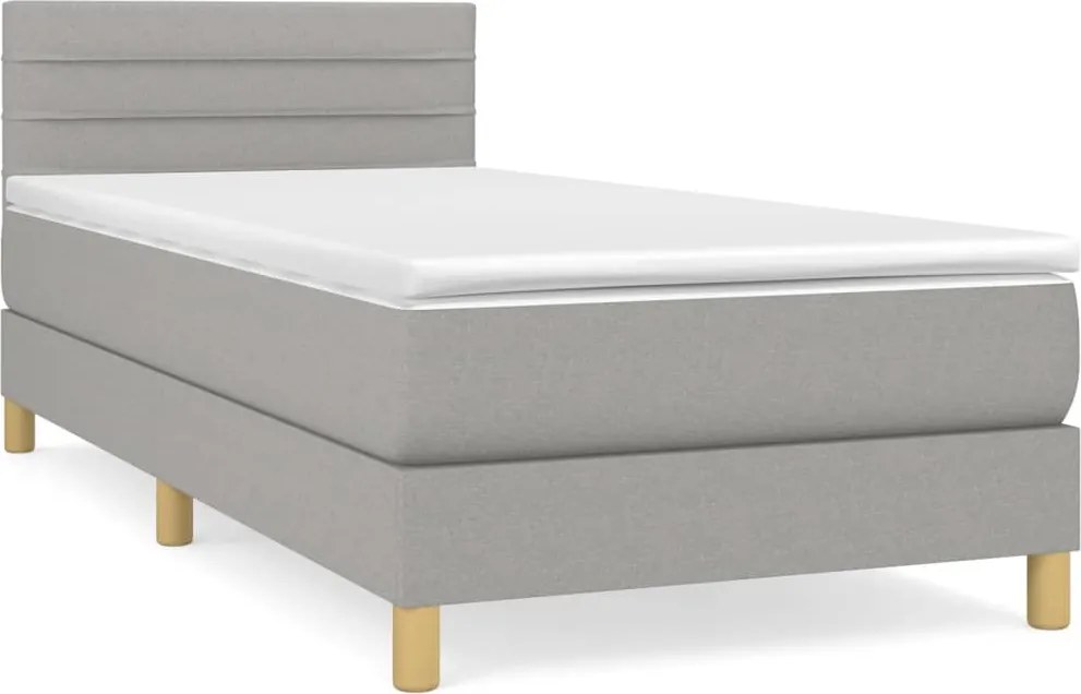 vidaXL világosszürke szövet rugós ágy matraccal 100 x 200 cm