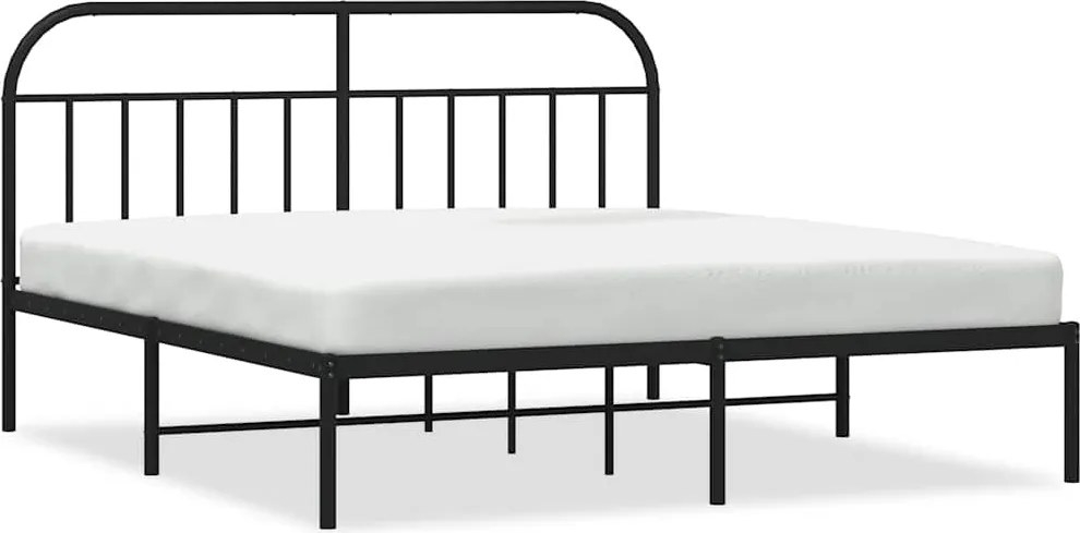 vidaXL fekete fém ágykeret fejtámlával 183 x 213 cm