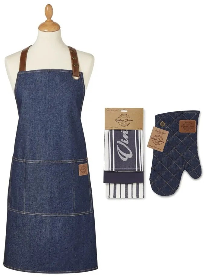 Konyharuha, kötény és edényfogó szett 5 db-os Oxford Denim – Cooksmart ®