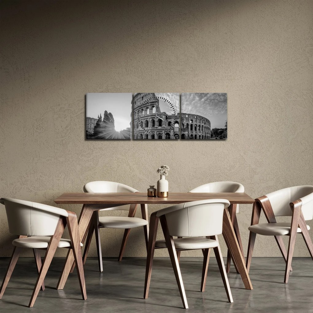 Kép - Colosseum Rómában, fekete-fehér (órával) (90x30 cm)