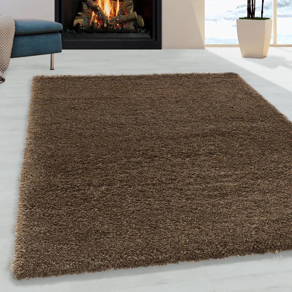 Sötétbarna szőnyeg 80x150 cm Fluffy – Ayyildiz Carpets
