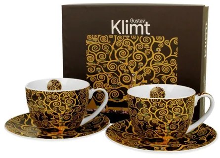 Porceláncsésze+alj, 270ml, 2 személyes, dobozban, Klimt: Életfa