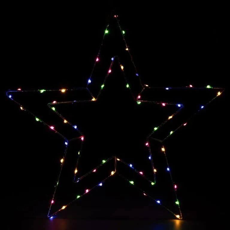 NEXOS Karácsonyi LED dekoráció  ezüst csillag  színes 50 cm