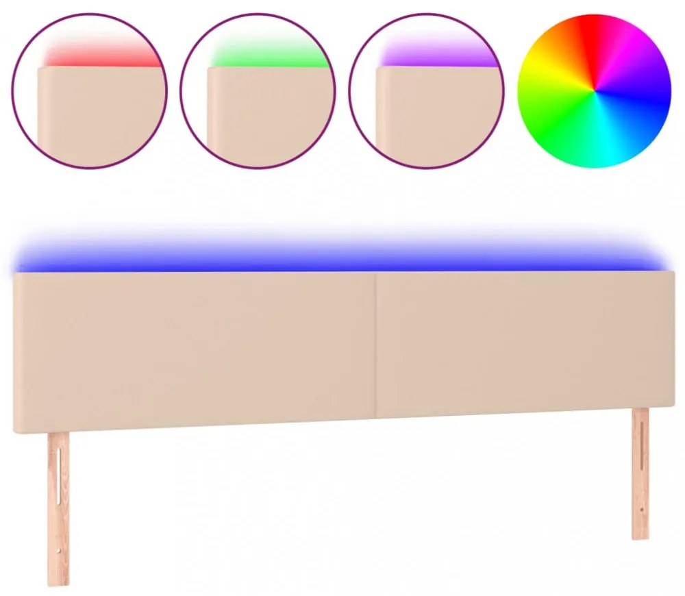 cappuccino színű műbőr LED-es fejtámla 200 x 5 x 78/88 cm