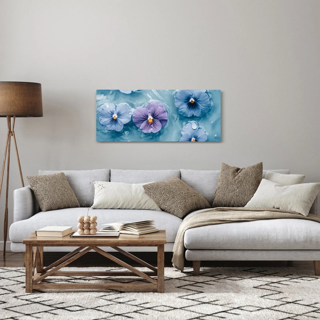 Kép - Ibolyák a vízben (120x50 cm)