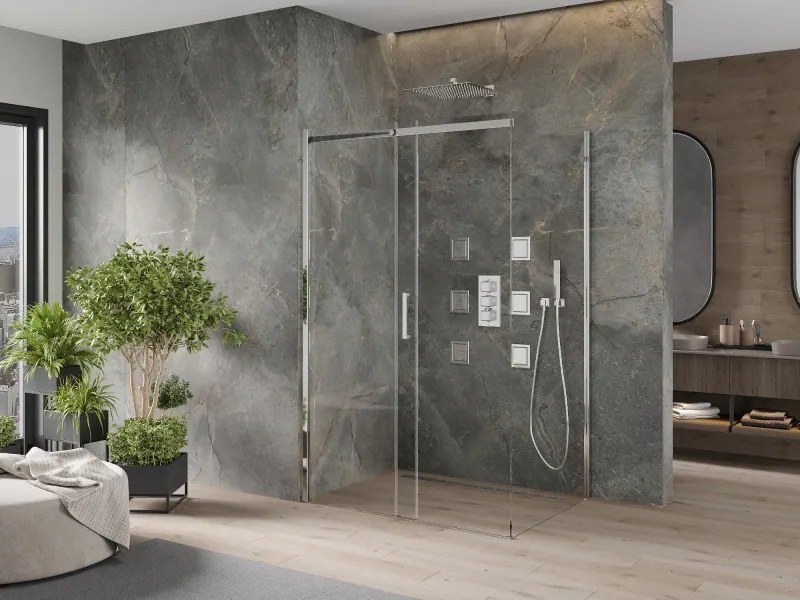 Mexen Omega tolóajtós zuhanykabin 120 x 90 cm, átlátszó, króm - 825-120-090-01-00