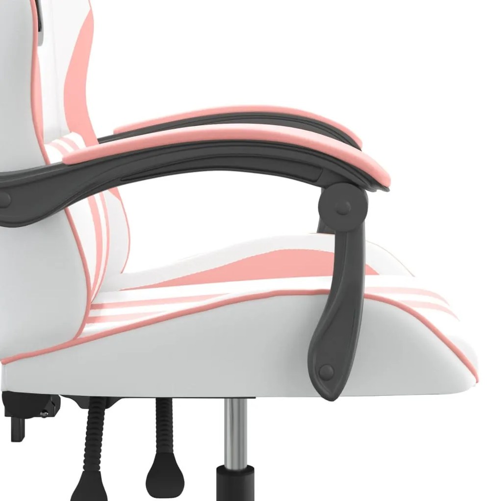 fehér és rózsaszín műbőr forgó játékszék