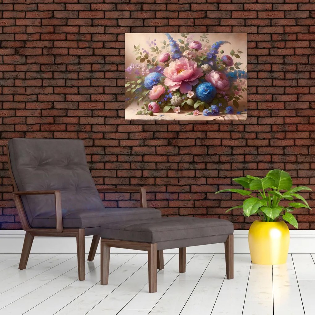 Kép - Asztal tele virágokkal (70x50 cm)