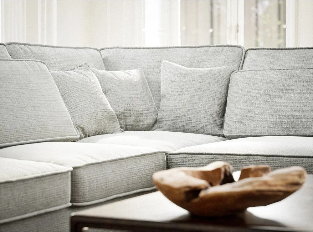 Világosszürke zsenília sarokkanapé (jobb oldali-L alakú) Kirou – Maison de Rêve