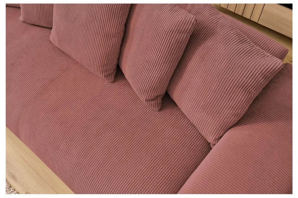 Világos rózsaszín kordbársony kanapé 280 cm Voltaire – Bobochic Paris