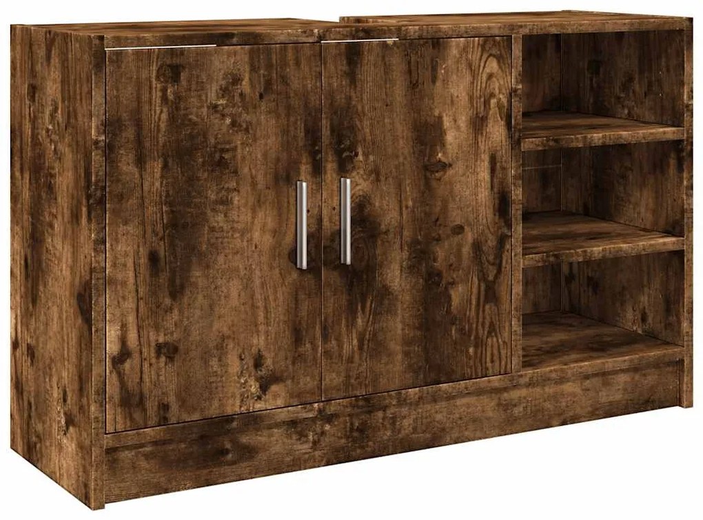 Füstös tölgy színű szerelt fa mosdószekrény 90 x 29 x 55 cm