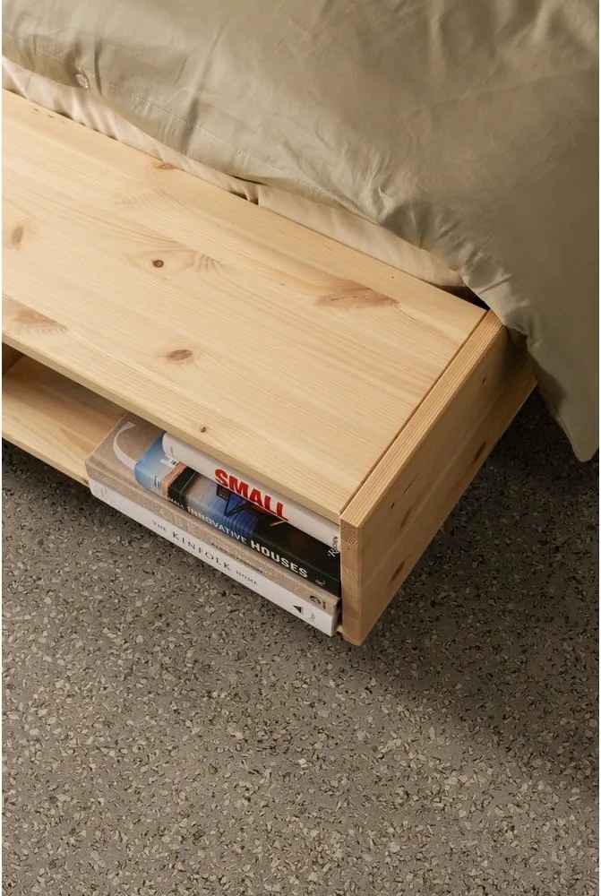 Natúr színű borovi fenyő franciaágy ágyráccsal 160x200 cm Merge – Karup Design