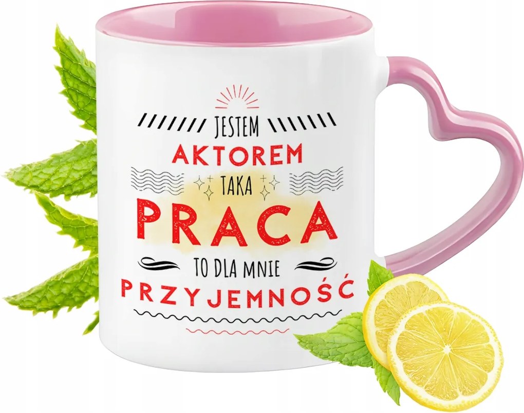 Színész Bögre Rózsaszín Szív Alakú Füllel Kávé Ajándék