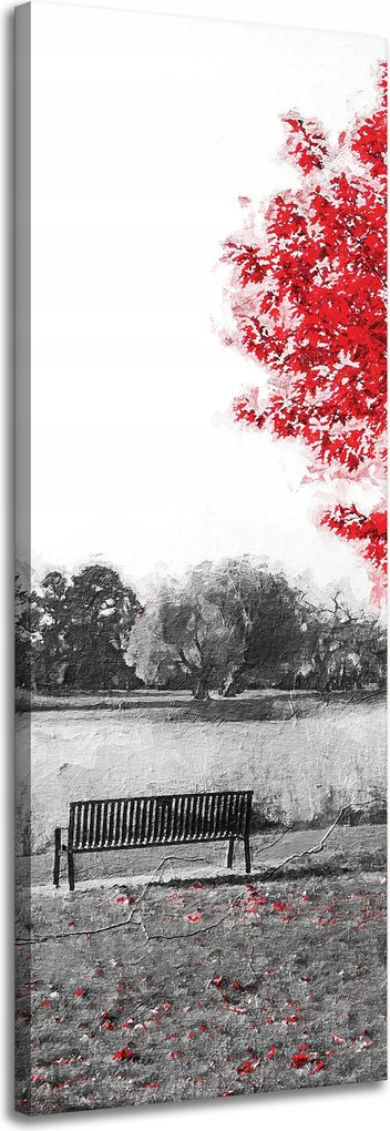 Vászonkép Szürke Piros levelek Kontraszt 40x120 cm