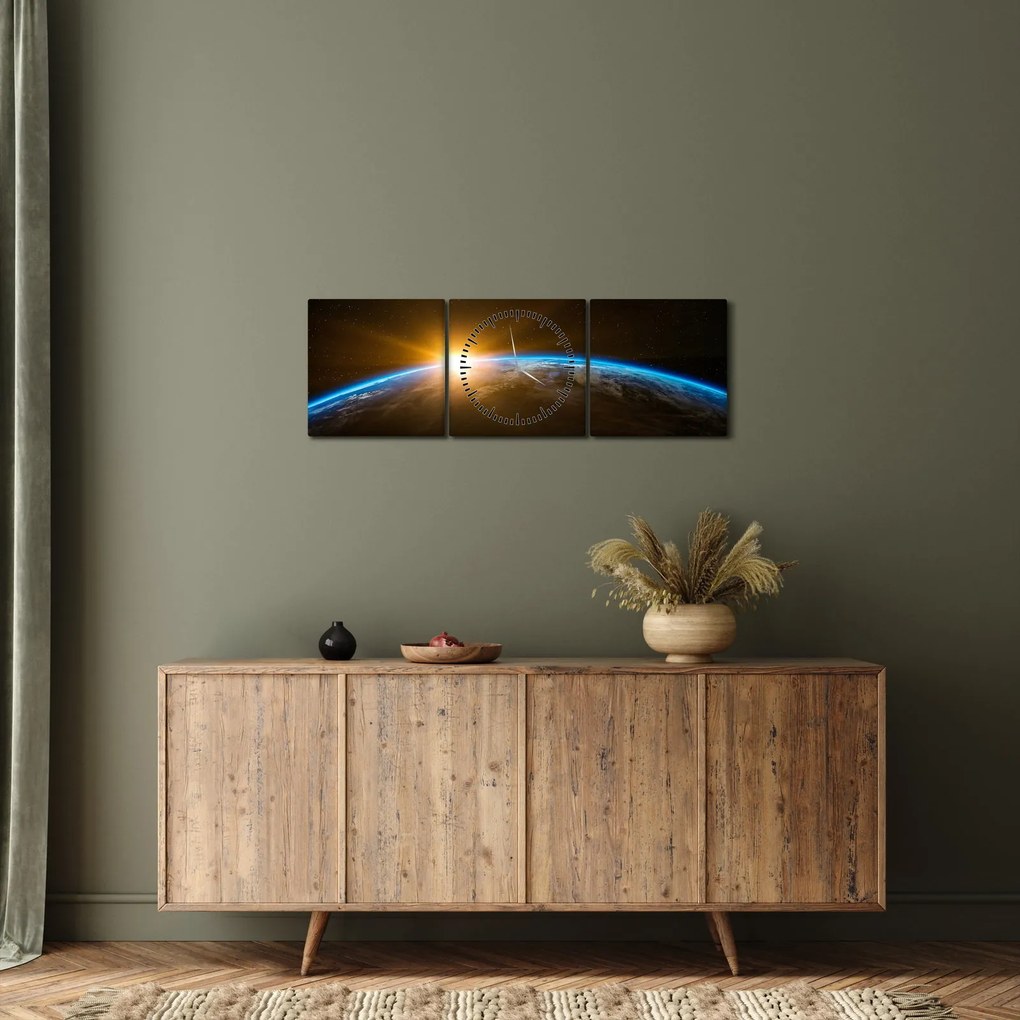 A Föld bolygó képe az űrből (órával) (90x30 cm)