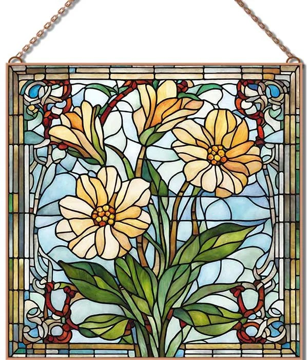 Stained-Glass-Flower-13 üvegkép, falikép