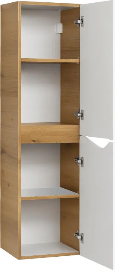 Piramida BETA fali fürdőszoba - állószekrény - ALPINFEHÉR-TÖLGY - 35 x 150 x 30 cm