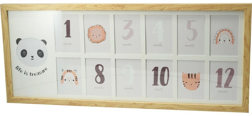 Panda gyermek képkeret, 60 x 25 x 1,8 cm, MDF, 12x 6 x 9 cm