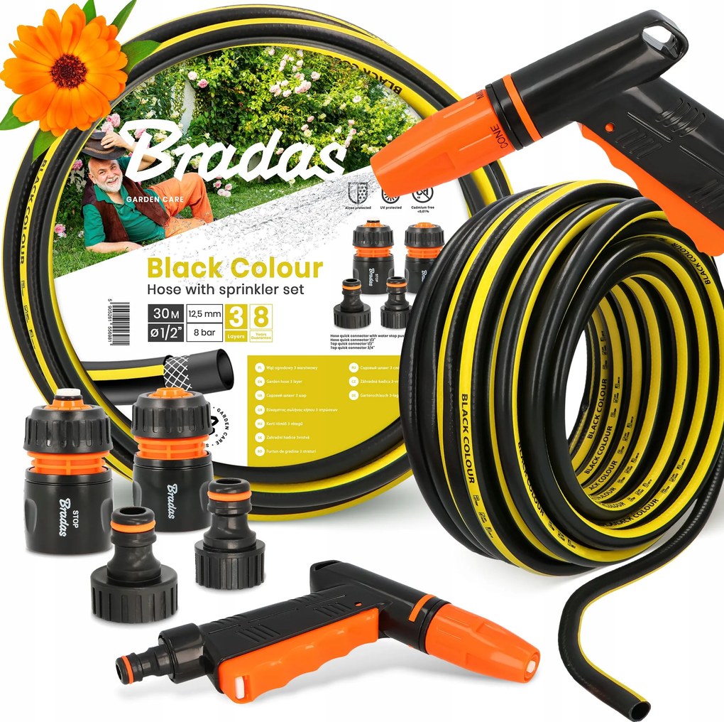 Kerti Tömlő 1/2 Víz Tekercses Rugalmas Öntözés 30 m Slauf 3-WARS Yo-p