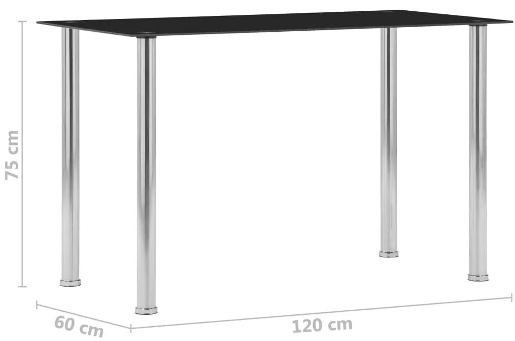 Fekete edzett üveg étkezőasztal 120 x 60 x 75 cm