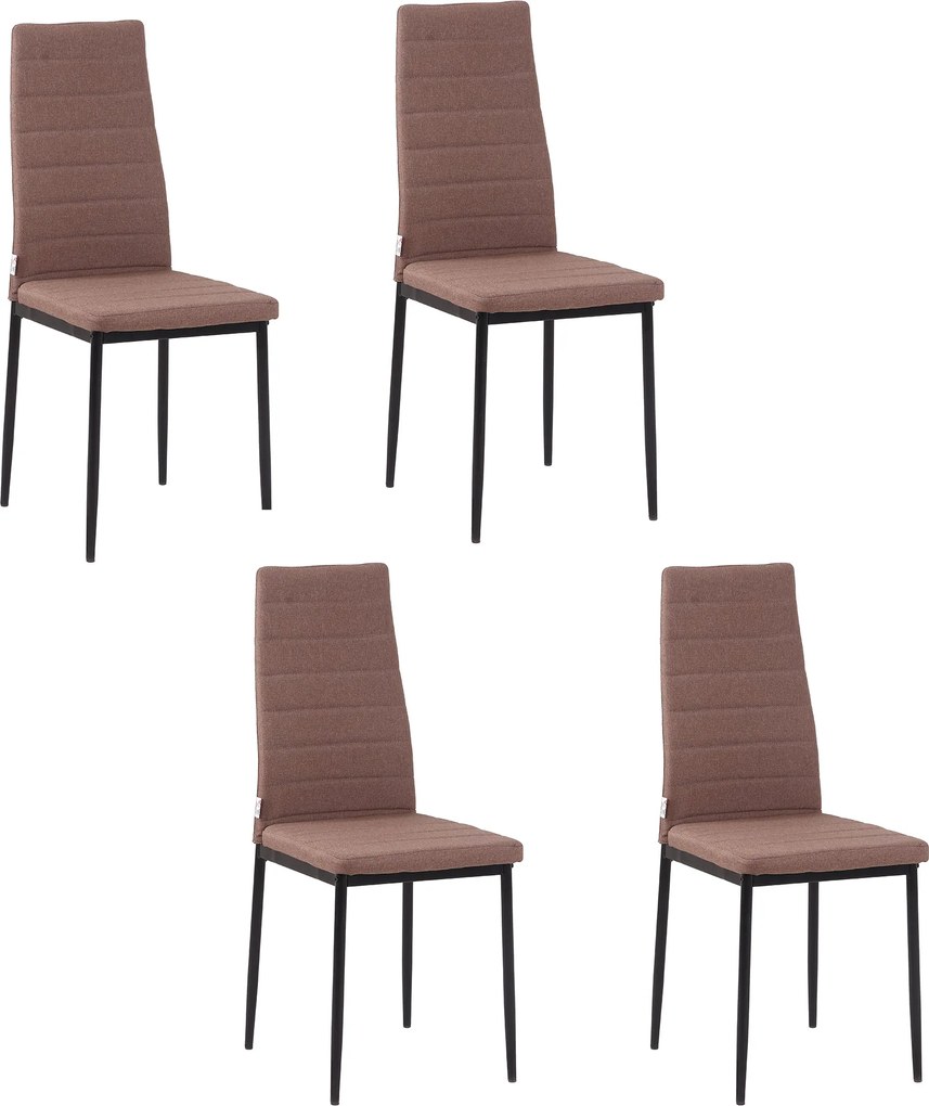 HOMCOM 4 darabos Kárpitozott Szék Szett Nappalihoz vagy Étkezőhöz, Modern Konyhai Székek, Fém és Khaki Szövet | Aosom
