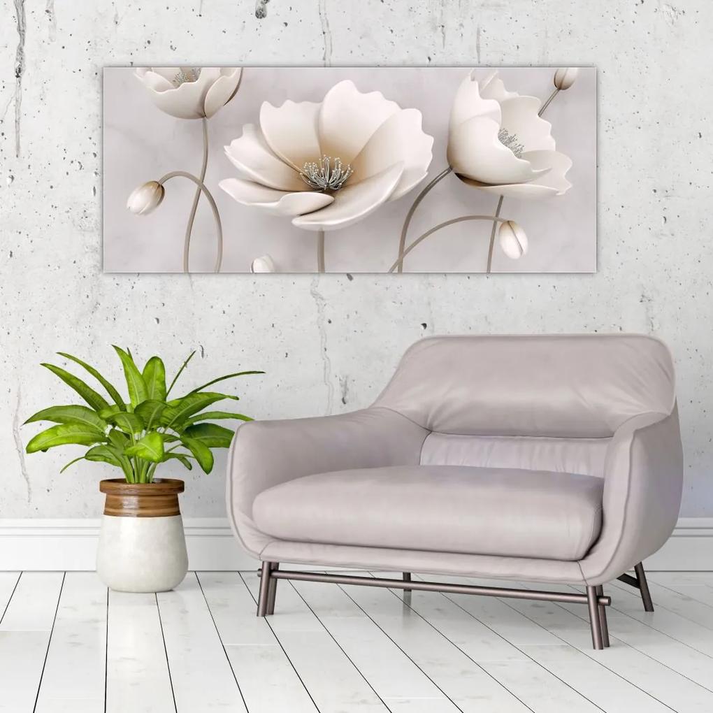 Fehér virágok képe (120x50 cm)