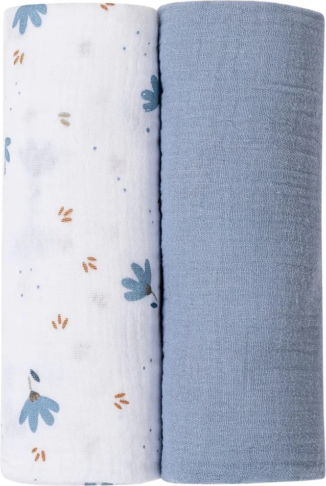 Bubaba muslin pelenka 70x70 cm (2 db)-Blue