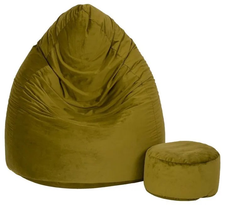 Ülőzsák lábtartóval olíva velúr