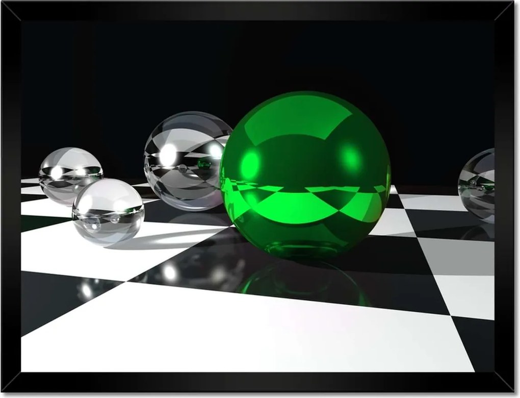 Poszterek keretben 40x30 Zöld gömb Sakktábla