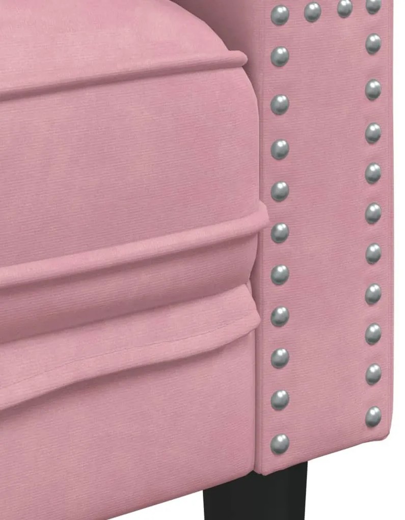rózsaszín bársony Chesterfield kanapéfotel