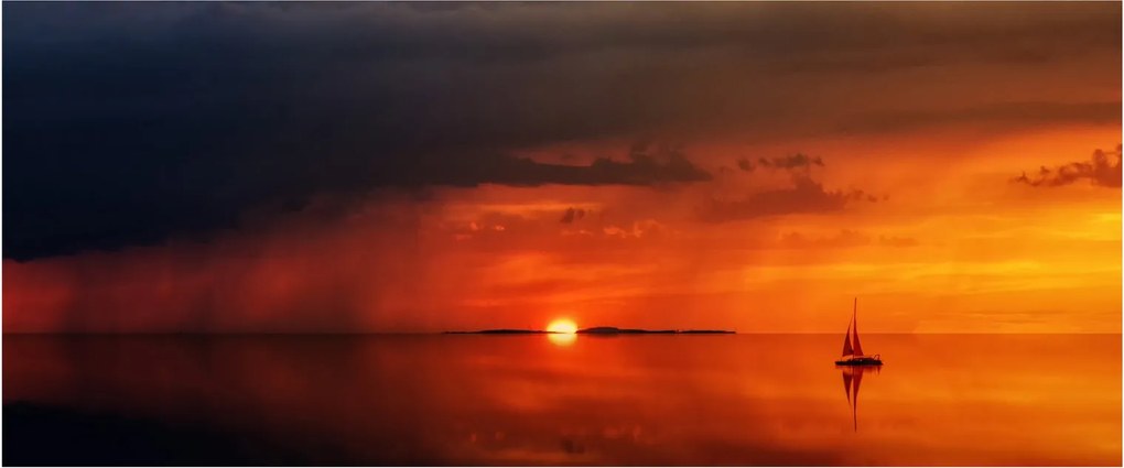 Vitorlás naplementekor (120x50 cm)
