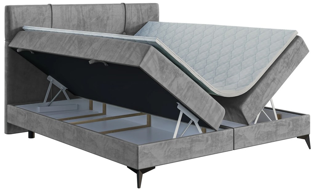 Egyszemélyes ágy boxspring 90 cm Nivela (beton) (matraccal és tárolóhellyel). Akció -17%. 1054615