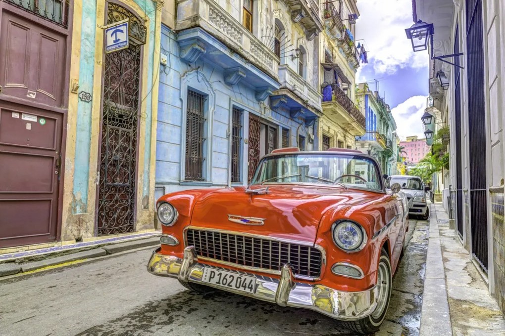 Poszter 91,5x61cm Antik autó Havannában, Assaf Frank