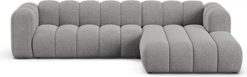 Szürke zsenília sarokkanapé (jobb oldali-heverő résszel) Lupine – Micadoni