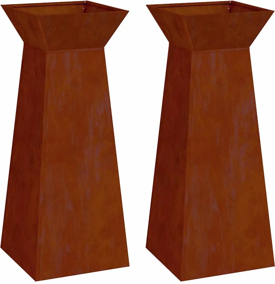 vidaXL Pillér Ültető 2 pcs Ezüst 40 x 40 x 100 cm Időjárásálló acél