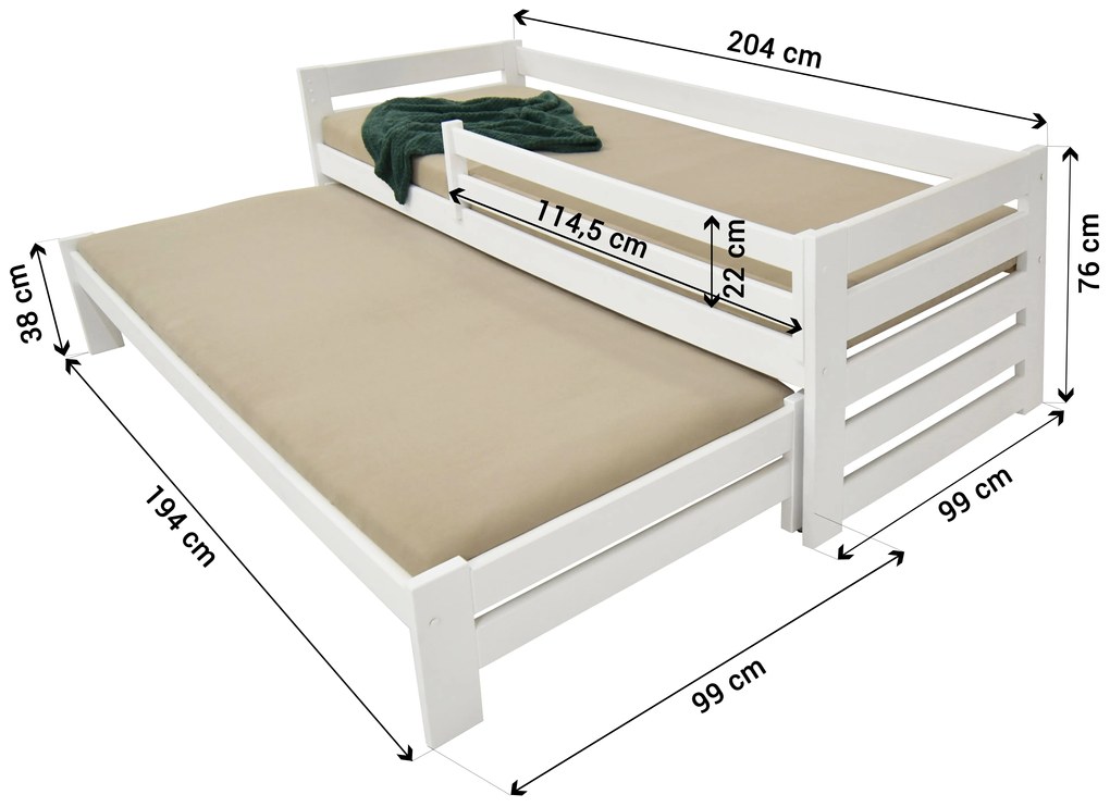 Wilsondo VERONIKA 7 gyerekágy 90x200 vendégággyal - natúr
