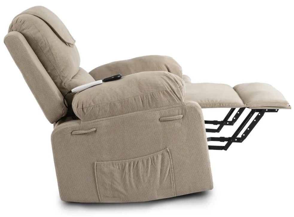 Elektromosan Vezérelhető Masszázsfunkciós Relaxfotel Bézs Színben, Felállást Segítő Funkcióval. FENIX