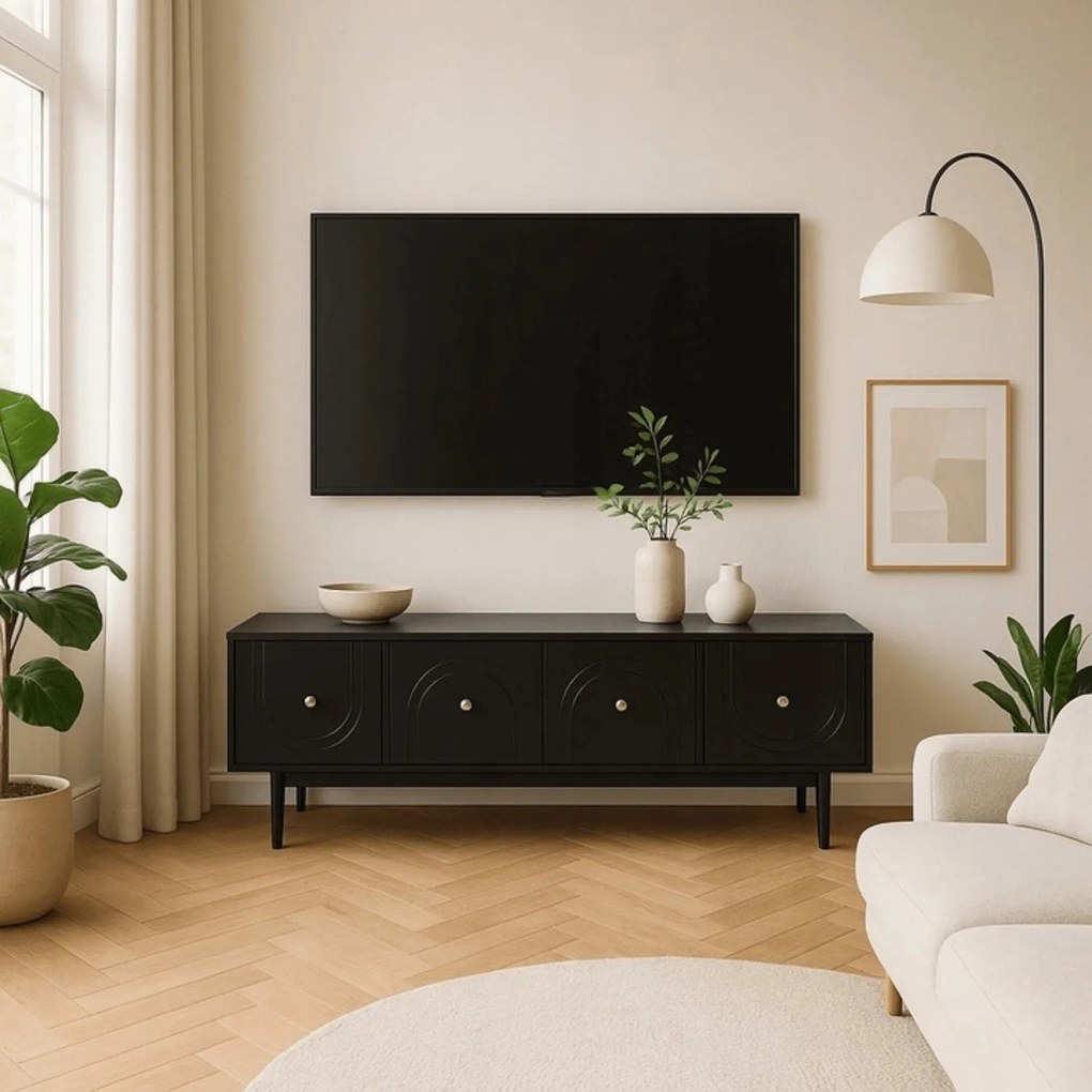 MARLEN TV-szekrény 155 cm, fekete