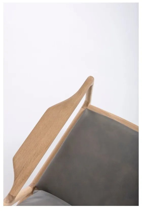 Dedo fotel tömör tölgyfa konstrukcióval, szürke bivalybőr ülőpárnával - Gazzda