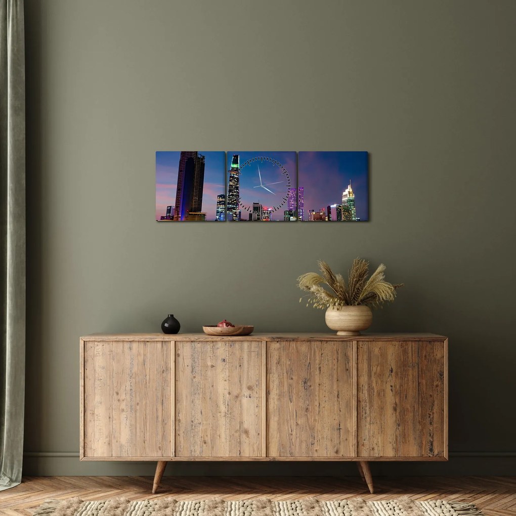 Éjszakai város képe (órával) (90x30 cm)
