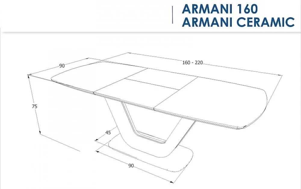 Armani bővíthető kerámia asztal szürke 160-220cm