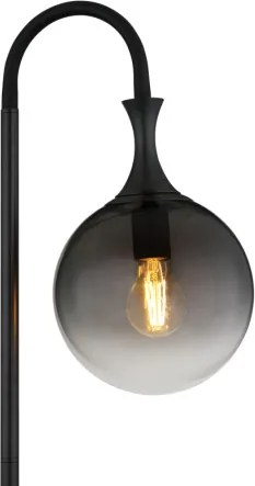 Globo 15885S Állólámpa fém fekete matt, füstszínű üveg búra, fekete PVC kábel, lábpedálos kapcsoló a kábelen, HxSzxM: 290x250x1520mm, kábel hossza 1800mm, 1x E27 LED 10W 230V izzó nélkül