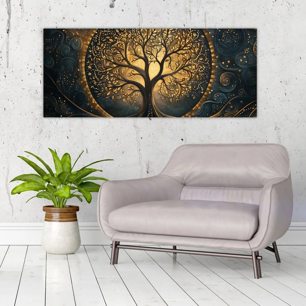 Kép – Arany aurájú fa (120x50 cm)