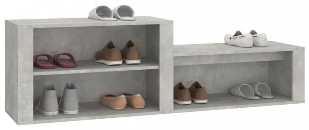 betonszürke szerelt fa cipőszekrény 150x35x45 cm