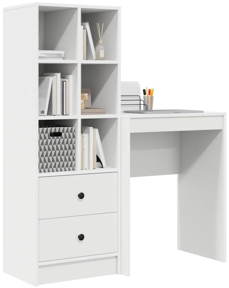 Tárolóval rendelkező íróasztal 2 pcs Fehér 45.5 x 34 x 127 cm