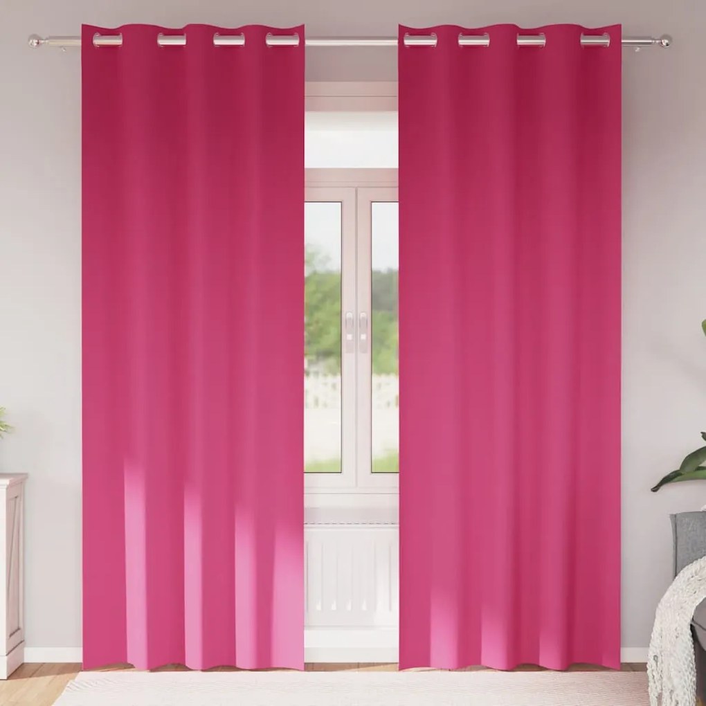 Függönyök 2 pcs Fényes rózsaszín 225x140cm Poliészter