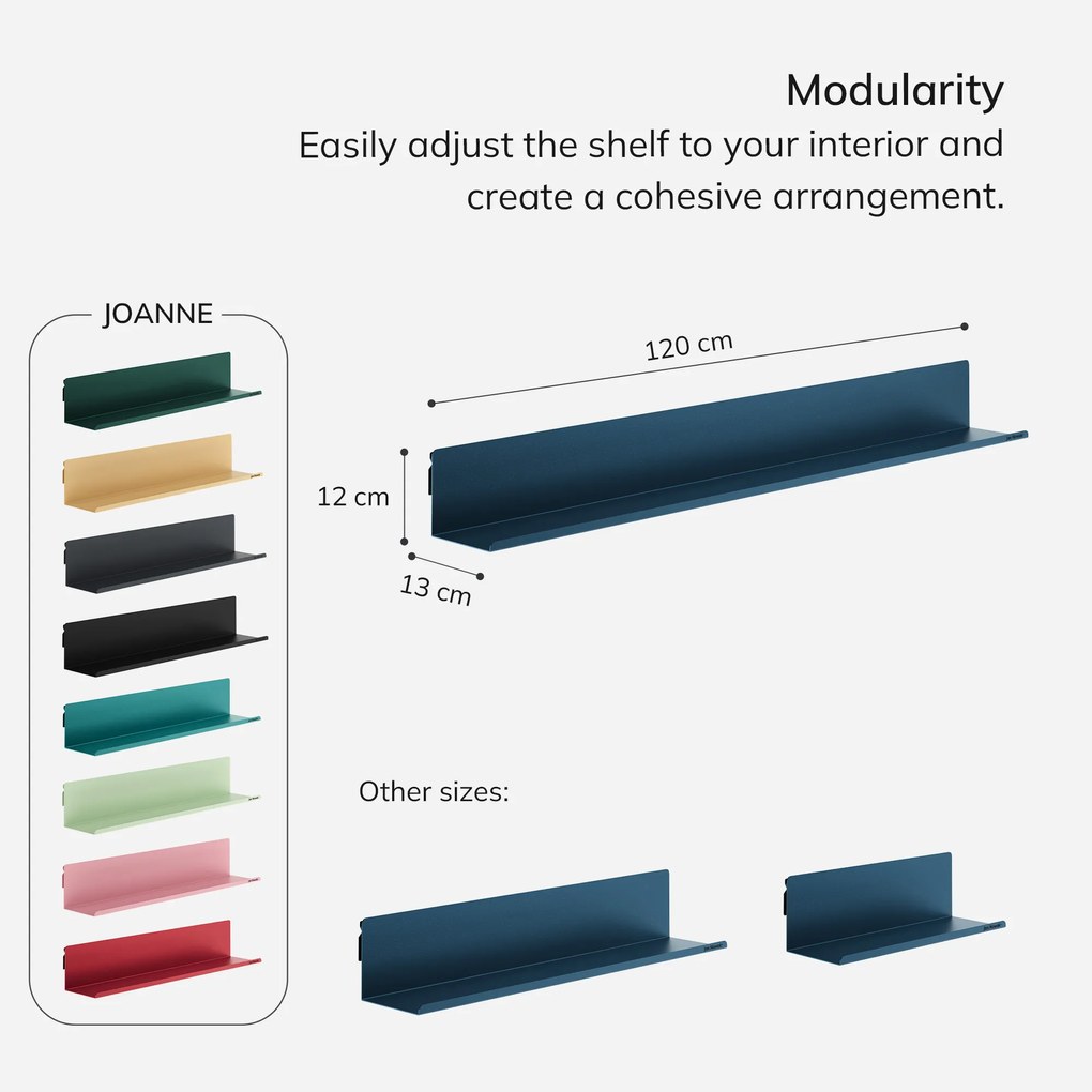 Fali polc JOANNE 1200 mm, Modern: sötétkék